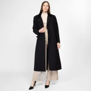Medium 80s Charcoal Black Velvet Collar Wool Overcoat